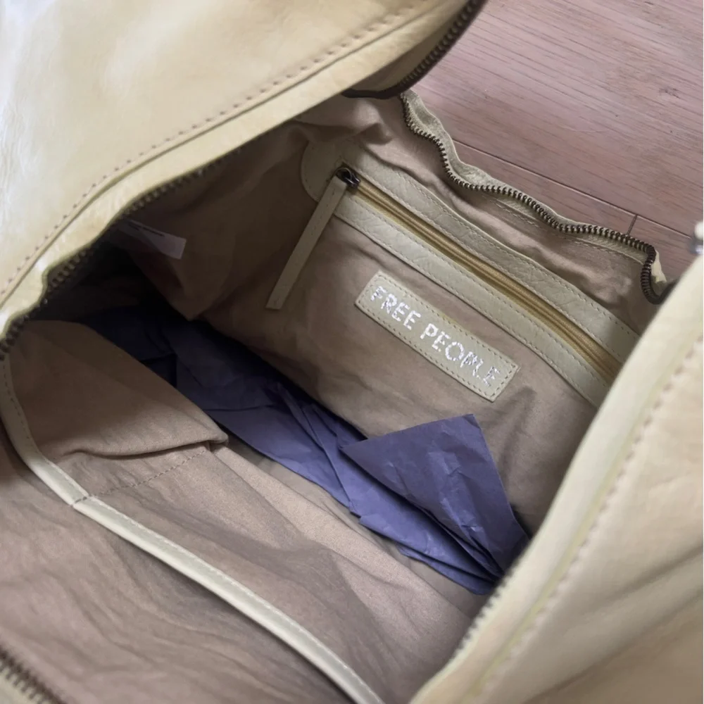Free People Pale Yellow Leather Hobo Bag